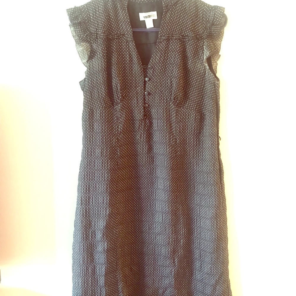 Ann Taylor Loft Polka dot ruffle-sleeveless dress